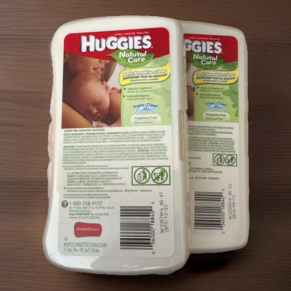 Vintage Set Of 2 Huggies Baby Wipes‎ Plastic Travel Size Container Sealed
